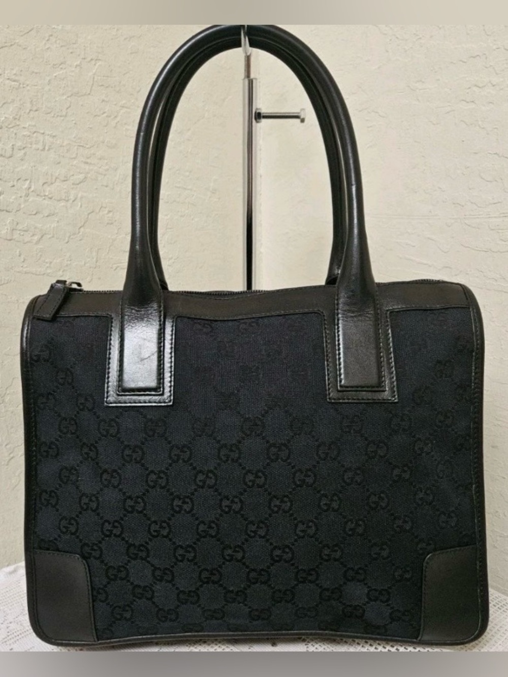 Gucci Black Monogram Structured Tote